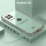Casing Realme 8i Case Maple Leaves Plating Cover Soft TPU Phone Case Realme 8i