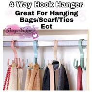 4 Way Hook Hanger Wardrobe Cupboard Organiser Hang Bags Scarf