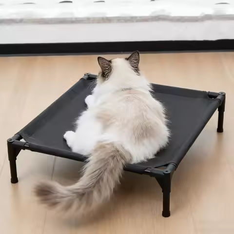 Raised Dog Cot Removable Cover 28x24 Black Washable Replacement Fabric for Elevated Bed Outdoor Indo