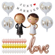 圣诞气球 Bride Groom Aluminum Film Balloon Set LOVE LOVE Party Balloon Bachelor Party Balloon Set Weddin