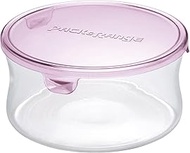 Iwaki Pack & Range Heat-Resistant Glass Storage Container, Pink, Round, Capacity 1.3L (44.0 fl oz), 