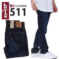 【新款28-42腰優惠】美國LEVIS 511 Slim Crescent 深藍低腰 重磅丹寧褲窄管褲合身小直筒 牛仔褲