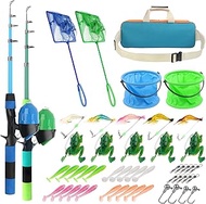 Kids Fishing Rod Reel Combo 4.92FT/5.9FT 2PCS Telescopic Fishing Pole Spincast Reel with Fishing Accessories Ultralight Fishing Tackle Starter Kit Kids Fishing Pole for Boys Girls Toddlers