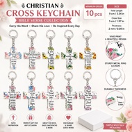 1 pc Acrylic Bible verse cross Keychain