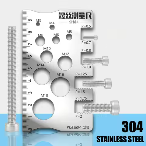 Screw Measurement Ruler 304 Stainless Steel Thread Gauge Precise Tooth Pitch Measuring Tools Diamete