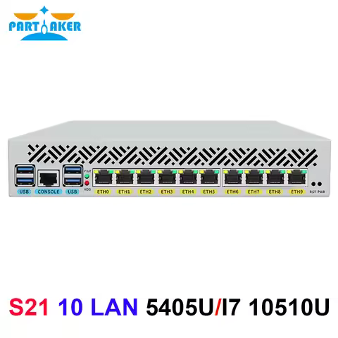 Partaker Firewall Appliance Intel 5405U 10th Gen i7 10510U 10 x i210 Lan Dual HD-MI DDR4 RAM Support