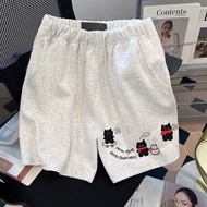 Summer versatile Cartoon Cat print casual cotton shorts men's American cartoon sports basketball stu