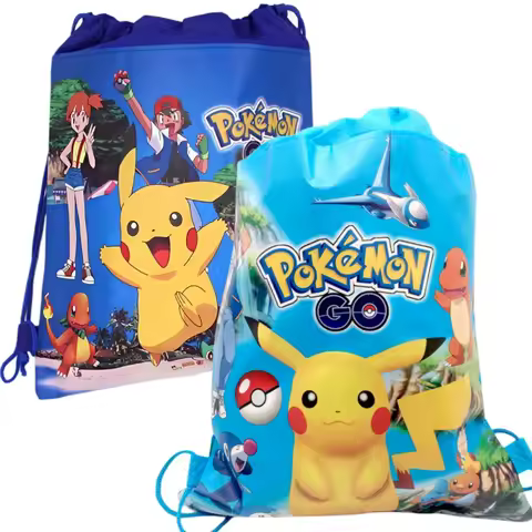 34cm*27cm Pokemon Drawstring Bag Boy Girl Gift Bag Kids Birthday Party Supplies Pikachu Decorations 