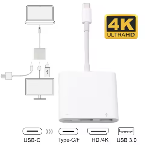 3 in 1 Type C To USB 3.0 4K UHD HDTV Charging Adapter Cable USB-C 3.1 Hub for Macbook Air Pro Huawei