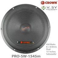 Original 2024 Crown PRO-SW-1545m 450W Dual 8 Ohms 15 Inches Subwoofer Speaker