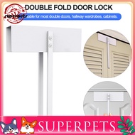  Child Safety Bifold Door Lock No Drilling Door Lock Child Safety Metal Bifold Door Lock Easy Installation Rustproof Corrosion Resistant Wardrobe Cabinet Accessories