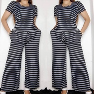 Stylish Striped Polka Blouse and Pants Terno Set for Women - Fits up to XL With 2 Side Pocket