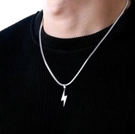 Kalung Cowok Keren Liontin Petir Baja Monel anti karat /Kalung Pria Liontin Petir