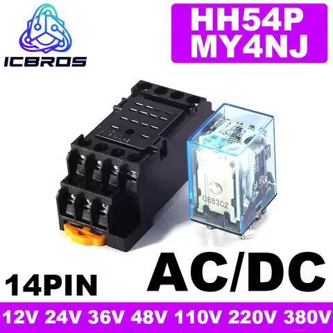 1 Set MY4NJ MY4 MY4N-J HH54P Small Electromagnetic Power Relay DC12V 24V AC110V 220V Coil DIN Rail 1