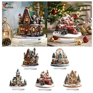 chulisia Snow scene house, 2D house with base, table decoration crafts, for party and