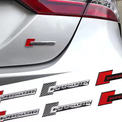 3D Aluminum SUPERCHARGED Logo Emblem Car Fender Badge Trunk Sticker For Audi A4 B7 A6 C7 B9 B6 A5 B8