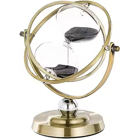 Hourglass Sand Timer, Hourglass Timer utes, Large Metal 720° Rotating Hourglass, Brass Sand Clock wi