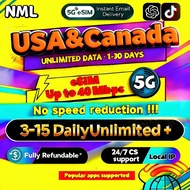 🇺🇸&🇨🇦NML America(USA) & Canada eSIM 5G 3-15 Days DailyUnlimited Full-Speed Data eSIM US & CA | Best 