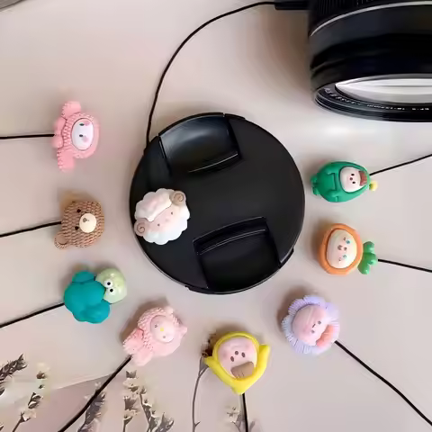 Cute Cartoon Camera Lens Cap Anti-lost Rope Keeper Strap For Canon R50 Sony ZV-E10 Fuji XT50 XT5 XT4