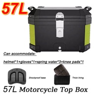 Motorcycle Top Box 57L Waterproof Rack Aluminum Safety Lock for Bicycle Kotak Motosikal Peti ABS Box
