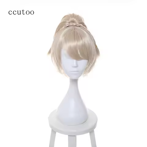 ccutoo Blonde Oblique Fringe Curly Chip Ponytail Synthetic Hair Final Fantasy XV Lunafrena Nox Fleur