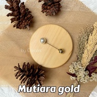 bros tuspin pin peniti premium mutiara untuk hijab jilbab korea murah - mutiara gold