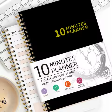 10 Minutes Planner A5 Daily Time Management Journal with Hourly Schedule 31 Day Habit Tracker Spiral