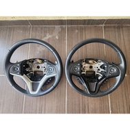Leather Steering Wheel Honda Fit / Jazz GK5 GP5 PADDLE SHIFT Used Halfcut Japan