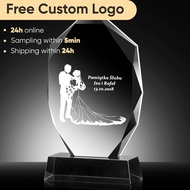 1 free customized crystal trophy, graduation commemorative competition award souvenir