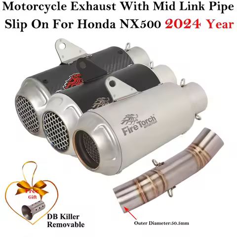 Slip On For HONDA NX500 NX 500 2024 Year Motorcycle Exhaust Escape Carbon Fiber Mid Link Pipe Connec