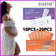 (10PCS+20PCS/Set)EGENS 10PCS HCG Pregnancy Test Cassette+20PCS LH Test Strip Ovulation Test Kit Pregnancy Test With Urine Cups For Home Use