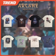 2025 LEAGUE OF LEGENDS ARCANE Merch Cotton T-shirt Plus Size JINX CAITLYN POWDER EKKO VI Anime Print