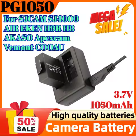 PG1050 3.7V 1050mAh For SJCAM SJ4000 AIR EKEN H9R H8 AKASO Apexcam Vemont COOAU Rechargeable Action 