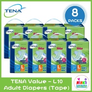 [8 PACKS] TENA Value Adult Diapers (Tape) | Size L 10pcs x 8 packs