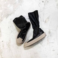 【工工】Adidas by Rick Owens 黑色皮革 Mastodon 襪套鞋 貝殼頭 Stretch Boots