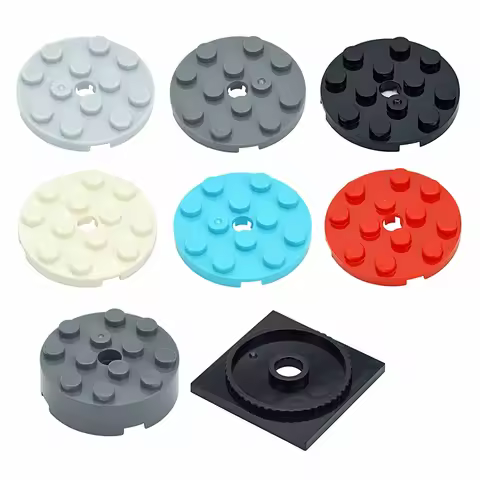 MOC DIY 87081 60474 Plate Round 4x4 With Pin Hole For Building Blocks 61485 4*4 Turntable Base Parts