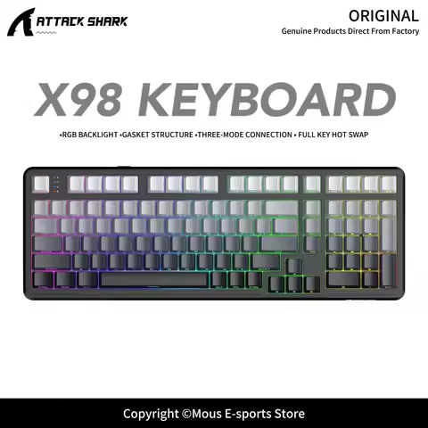 X98 ATTACK SHARK X98Pro Wireless Mechanical Keyboard Full Key Hot-Swappable Gasket Structure PBT Key