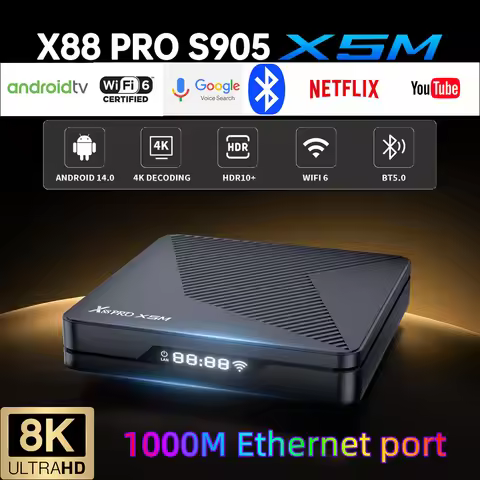 X88 PRO X5M Android 14 TV Box Amlogic S905X5M 2.0GHz HDR 8k Dual Wifi 2.4G 5G BT5.0 1000M Lan Set To