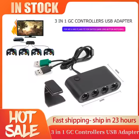 4 Ports Game Converter for GameCube GC Controller USB Adapter for Wii U and PC and Fit for Swtich Ga
