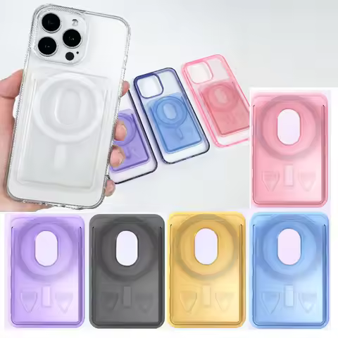 JCD Transparent Card Cover PC Hard Magsafe Strong Magnetic Card Bag For Apple Huawei Phone Case Colo