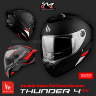MT Helmet Thunder 4 SV Double Visor Full Face Helmet Matt Black Jerk Matt Red Sun visor