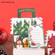 Warmwing 5Pcs 2024 Merry Christmas Gift Bags House Shape Kraft Paper Candy Cookie Packaging Boxes Christmas Tree Pendant Party Decor SG