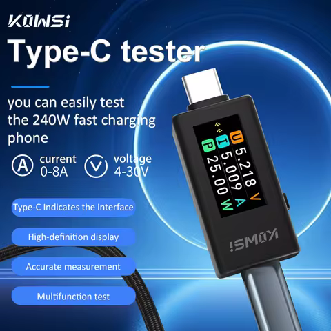 KWS-1902L NEW ARRIVAL Multi-function USB Type-C Tester 4-30V Maximum 12A Power Off Storage Function 