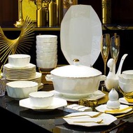 碗碟套裝家用2023新款輕奢骨瓷碗盤碗筷景德鎮陶瓷喬遷餐具套組