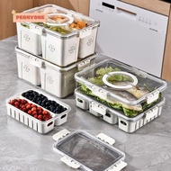 PEONYTWO Fridge Organizer, Handle with Lid Fridge Storage Box, Portable Stackable Plastic Fridge Storage Container Home