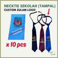 NECKTIE TAMPAL Min 10 pcs Sekolah Tali Leher Pelekat Velcro Sulam Logo Primary Secondary School