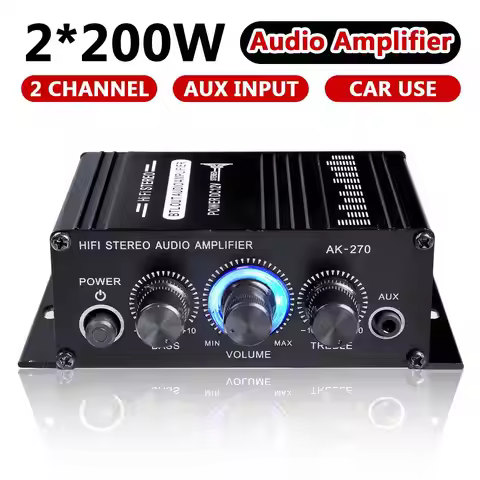 AK270 400W 12V Hifi Power Amplifier Stereo Home Car BASS Audio Amp Music Player Car Speaker Class D