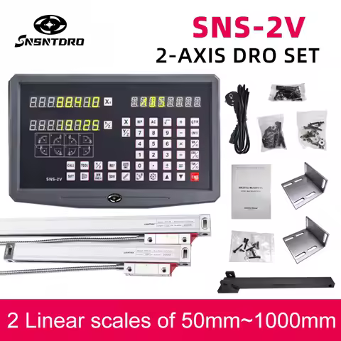 SNS-2V 2 Axis DRO Digital Readout AC110V/220V Display and 2 Pieces 0-1000mm 5/1um Linear Scale Encod