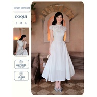 COQUI long pleated lady's party DRESS, luxurious long white DRESS MARINA DRESS (LONG FORM)
