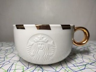 星巴克 Starbucks 金色薄荷糖 馬克杯 金色 2015 杯子 咖啡杯 白色 金色手把 收藏品 紀念品 杯子
